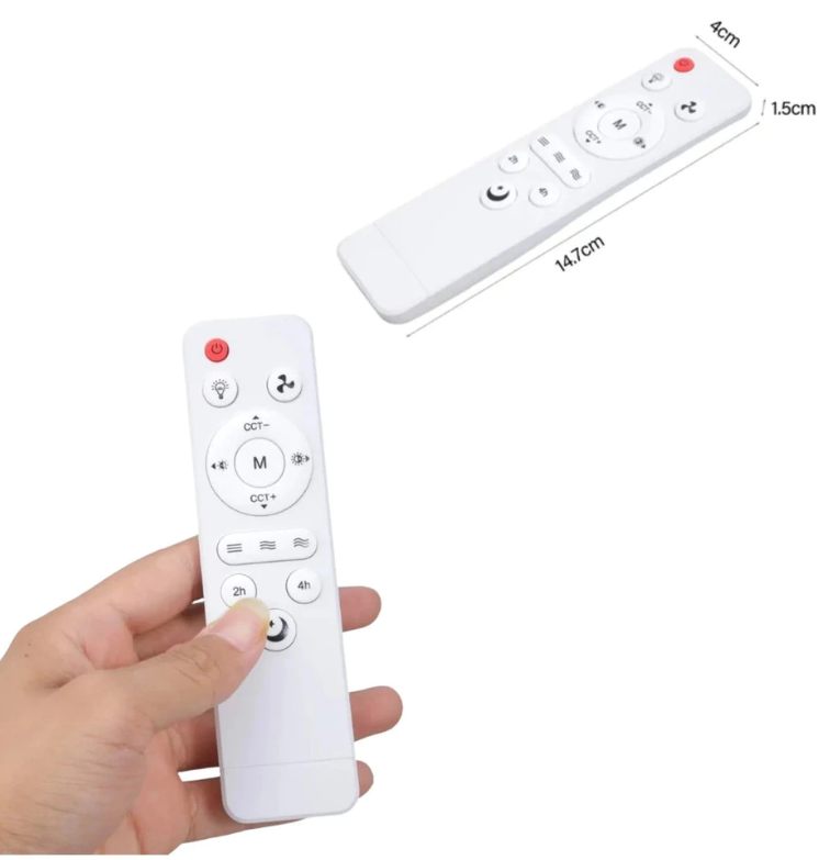 Controle remoto na mão, 14,7 cm de comprimento